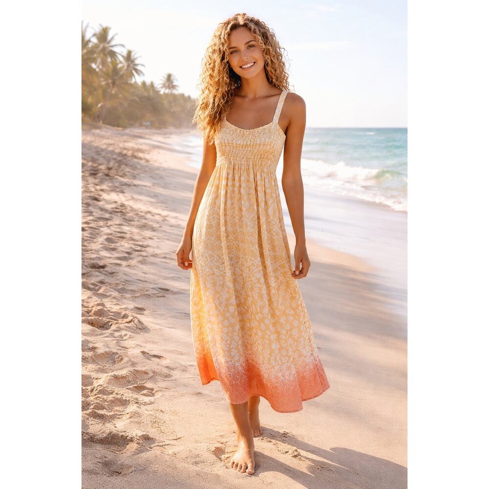 Calvin Klein Smock Strap Sundress Maxi Size XL NWT